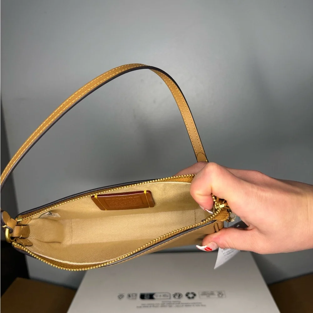 Coach Tan Mini Plaza Shoulder Bag with Gold Hardware - Picture 6 of 7